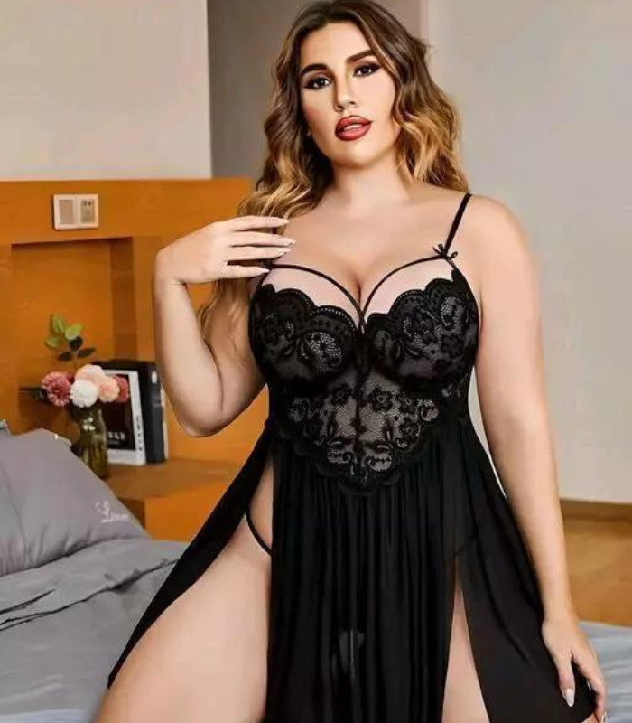 Lace and Mesh Babydoll Nightwear