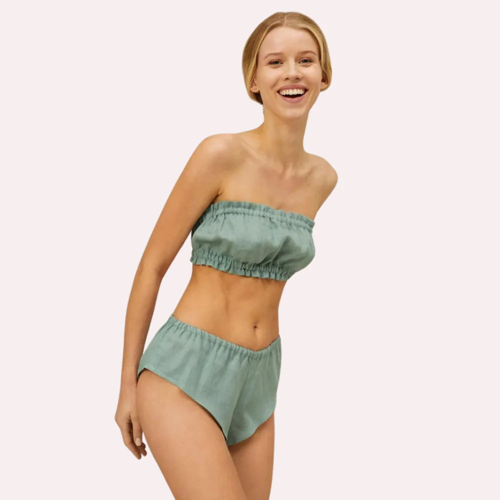 Organic Cotton Ruffled Bandeau & Vintage Knickers Set
