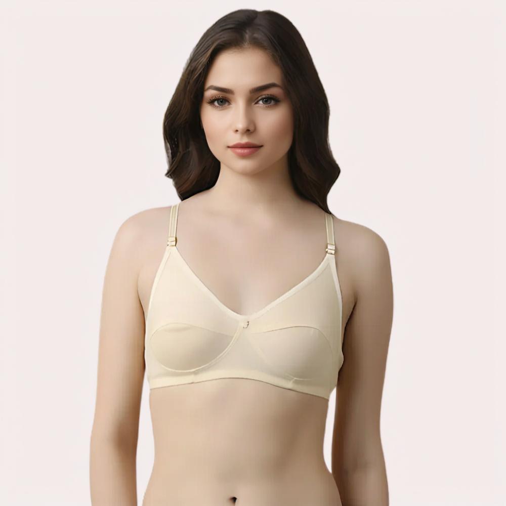 2-Pack Beige Cotton Comfort Bra
