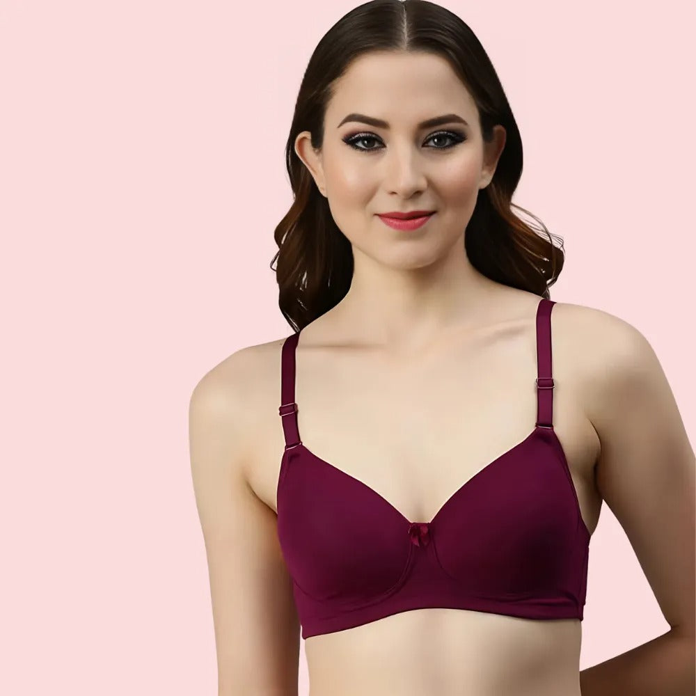 Burgundy Bloom – Maroon Padded Bra (Pack of 2)