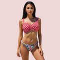 Retro Polka Dot & Knot-Front Bikini Topa (Top Only)
