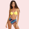Vibrant Striped High-Waist Bikini Bottom (Bottom Only)