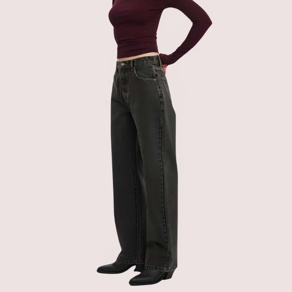 Women's Loose Straight Jeans in Smokey Black Denim