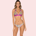 Pink Geometric Mandala Halter Bikini Topa (Top Only)