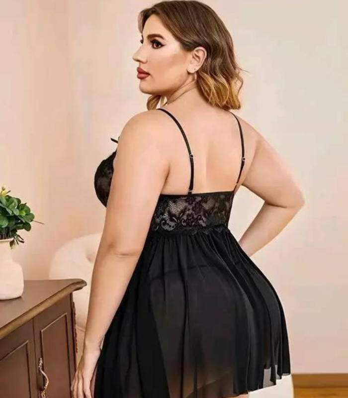 Lace and Mesh Babydoll Nightwear