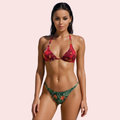 Sultry Hibiscus Print Halter Bikini Topa (Top Only)