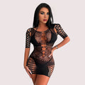 “Midnight Web Cutout Mini Bodystocking”