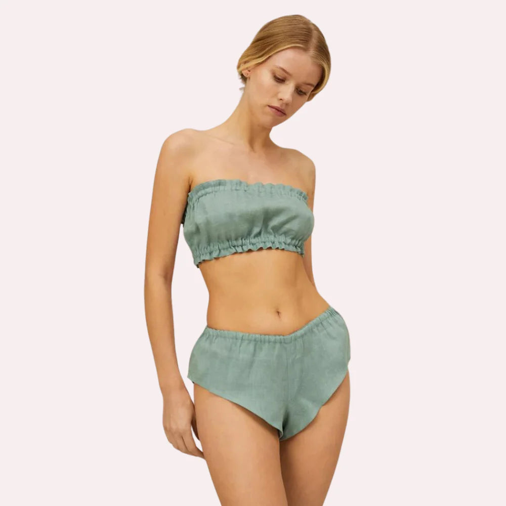 Organic Cotton Ruffled Bandeau & Vintage Knickers Set