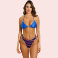Cheeky Red & Blue Geometric Print Bikini Bottom (Bottom Only)