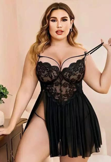Lace and Mesh Babydoll Nightwear