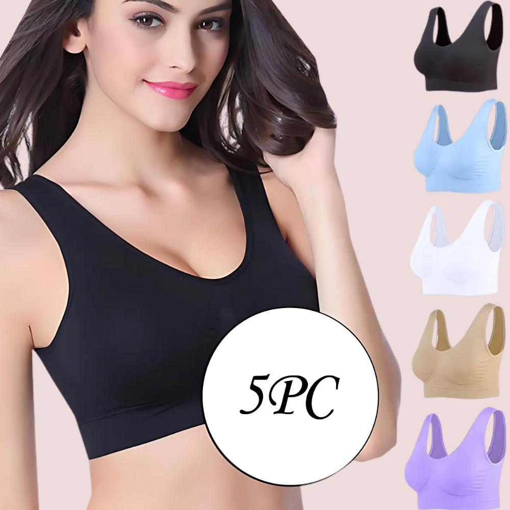 5 Pack Medium Impact Sports Bras for Women – Comfort Fit