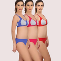 "Medium" Impact sports bra panty set pack of 3