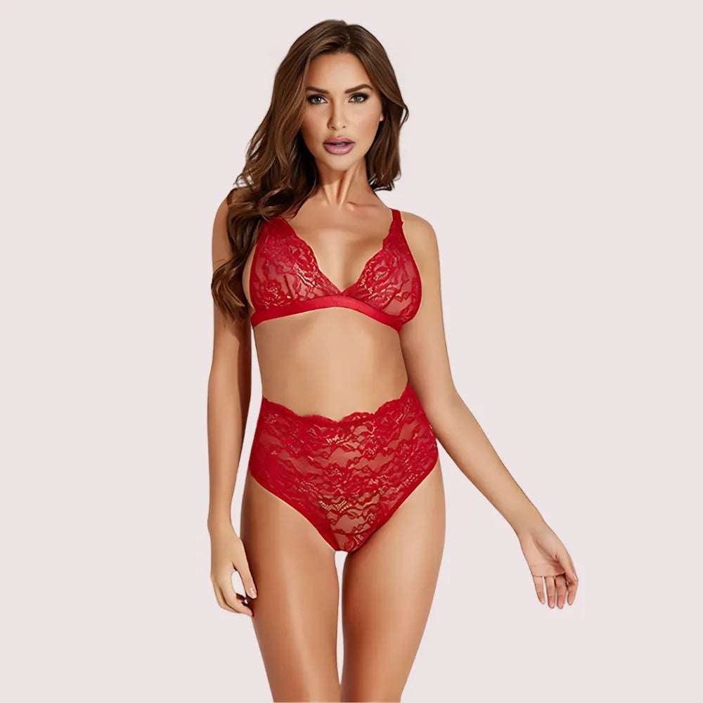 Sexy” stretch lace sexy bra set